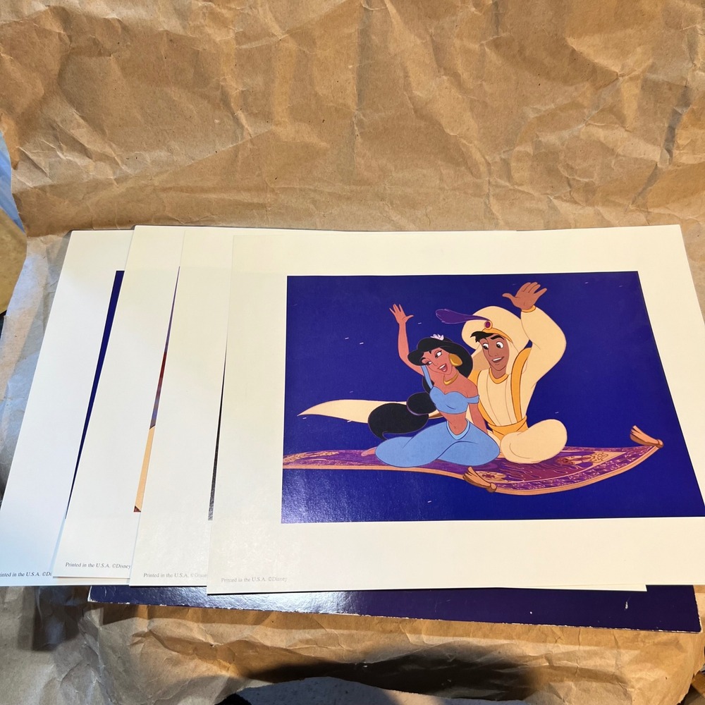 Disney 11x14 Lithograph Set Blue Aladdin Jasmine Special Edition Portfolio 2004